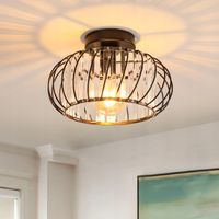 Lampa Sufitowa Czarna Żyrandol E27 Kryształowy Nowoczesny do Sypialni
