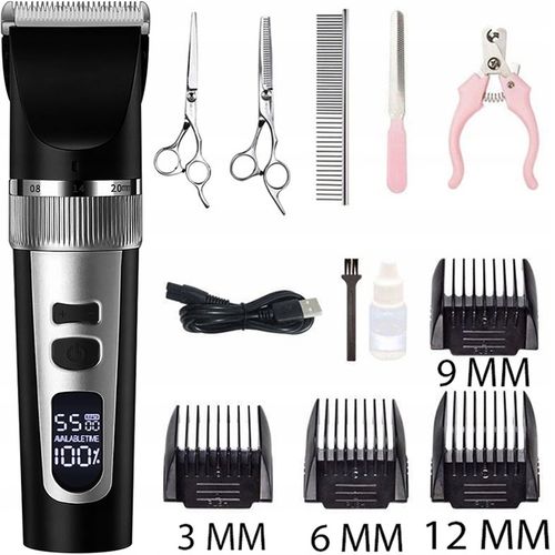 MASZYNKA DO STRZYŻENIA PSA ZWIERZĄT ZESTAW PSÓW BEZPRZEWODOWA CICHA LCD 9W na Arena.pl