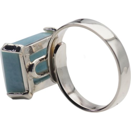 Pierścionek regulowany - prostokątny Larimar w srebrze na Arena.pl