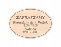 Grawerowana TABLICZKA DREWNIANA ZAPRASZAMY z godzinami otwarcia A5