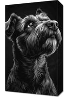 Obraz 30x50cm Portret Zwierząt do Salonu Pokoju | Terier | Czarno Białe