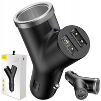 BASEUS MOCNA ŁADOWARKA SAMOCHODOWA 2X USB ROZDZIELACZ GNIAZDA ZAPALNICZKI