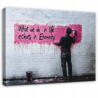 OBRAZ BANKSY ABSTRAKCJA SZARY DO SALONU SYPIALNI KUCHNI NA PŁÓTNIE 60x40