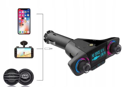 Transmiter Bluetooth FM Ładowarka 2x USB 2.1A SD na Arena.pl