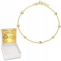 Złota Bransoletka 333 Kulki Chrzest Komunia Grawer