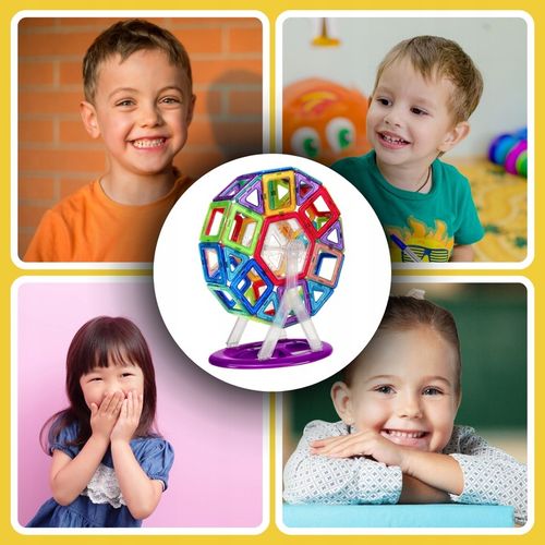 KLOCKI MAGNETYCZNE KONSTRUKCYJNE DUŻE PANELE 3D UKŁADANKA DLA DZIECI 134 el na Arena.pl