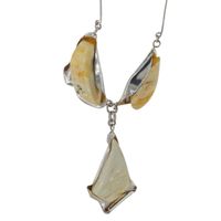 Naszyjnik regulowany - mleczny Bursztyn w srebrze