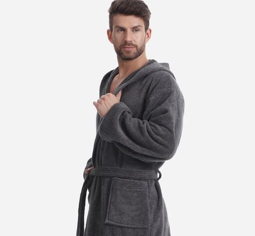Szlafrok Męski z Kapturem Frotte 100% Bawełna Kieszenie L-101 na Arena.pl
