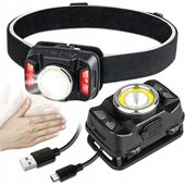 LATARKA CZOŁOWA AKUMULATOROWA LED CZOŁÓWKA LAMPKA NA GŁOWĘ CZUJNIK