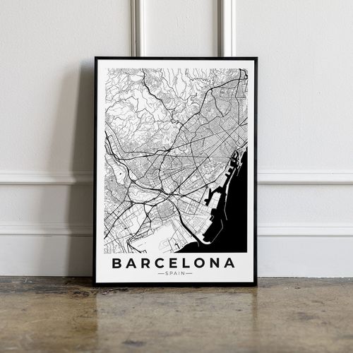 Plakat mapa mapy miasta Barcelona 70x100 cm na Arena.pl