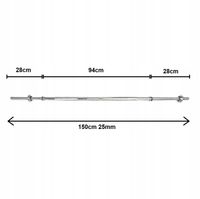 Gryf Prosty stalowy sztanga 150cm 25mm stalowy