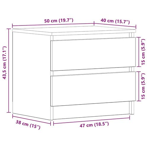 Szafka Nocna z szufladą 2 pcs Czarny dąb 50 x 40 x 43.5 cm na Arena.pl