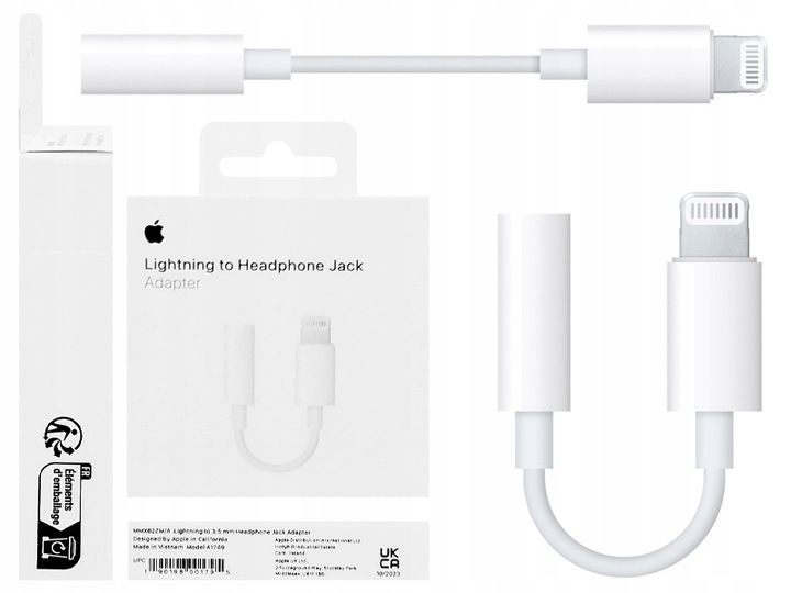 ORYGINALNY ADAPTER PRZEJŚCIÓWKA APPLE MMX62ZM/A LIGHTNING - JACK 3.5mm zdjęcie 1