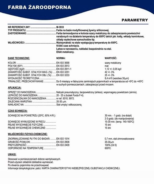 LAKIER FARBA ŻAROODPORNA DO KOMINKA/PIECA CZARNA 0.5L zdjęcie 5