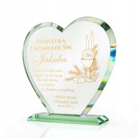 Statuetka SZKLANE SERCE PREZENT NA KOMUNIĘ PAMIĄTKA I Komunii Świętej