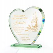 Statuetka SZKLANE SERCE PREZENT NA KOMUNIĘ PAMIĄTKA I Komunii Świętej