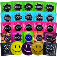 ZESTAW PREZERWATYW EXS PRĄŻKI WYPUSTKI CIENKIE MOCNE SMAKOWE ŚWIECĄCE 50SZT