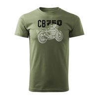 Koszulka motocyklowa z motocyklem Honda CB 750 męska khaki REGULAR S