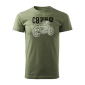 Koszulka motocyklowa z motocyklem Honda CB 750 męska khaki REGULAR S