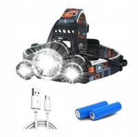 CZOŁÓWKA LATARKA 3x LED czołówka na głowę z akumulatorem duża lampa mocna