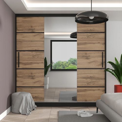 Szafa przesuwna PREMIUM z lustrem SZUFLADY 200 cm na Arena.pl
