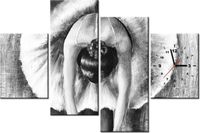 120CM 80CM ZEGAR 4 ELEM BALETNICA CZERNI BIELI OBRAZ ŚCIENNY