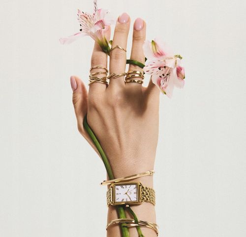 Kolczyki srebrne pozłacane z różowymi cyrkoniami - kwiaty - Mini YES na Arena.pl