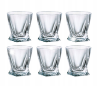 BOHEMIA QUADRO Zestaw Komplet 6 Szklanek Do Whisky SZKLANKI 340 ml ORYGINAŁ