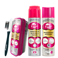 ZESTAW DO CZYSZCZENIA I PIELĘGNACJI BUTÓW Z ZAMSZU I NUBUKU EMU