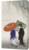 Obraz 50x90cm Two Women in The Rain, Koson Japoński Vintage do Salonu
