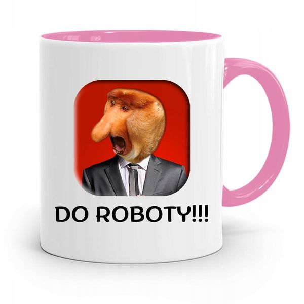 Kubek Różowy Nosacz Janusz Do Roboty! Prezent Z Nadrukiem Ze Zdjęciem zdjęcie 1