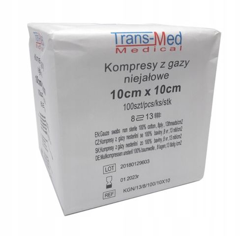 KOMPRESY NIEJAŁOWE GAZY BAWEŁNIANE 10x10cm 300 szt na Arena.pl