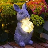 Figurki Królika Yeomoo z Solarną Kulą Dekoracja do Ogrodu