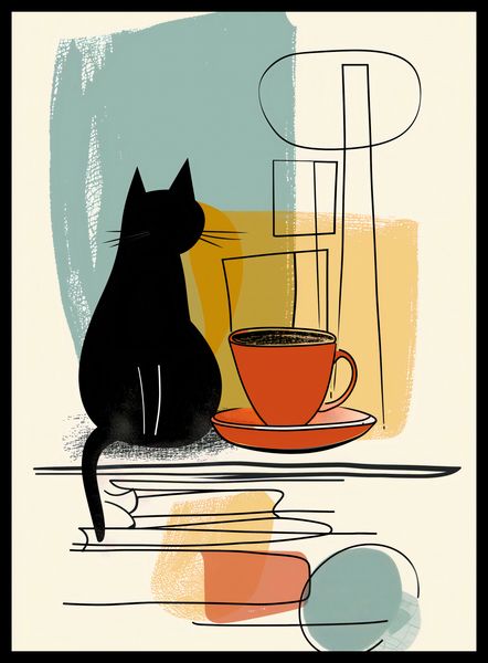 Plakat 40x55cm Kot i Kawa zdjęcie 2