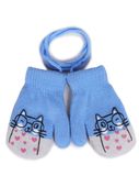 Rękawiczki dziewczęce jednopalczaste ze sznurkiem z kotkiem 14 cm YOCLUB