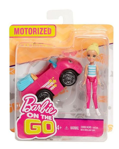 Barbie On the Go jeżdżące różowe auto + lalka na Arena.pl