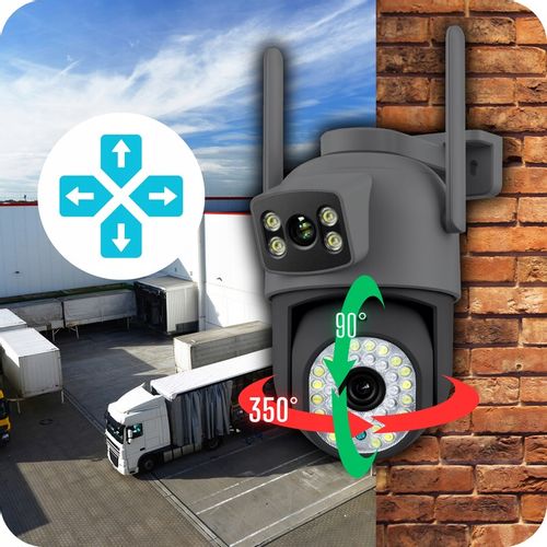 PODWÓJNA KAMERA WIFI IP SMART ZEWNĘTRZNA OBROTOWA 6MPX APLIKACJA ULTRA HD na Arena.pl