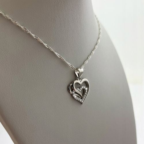 SREBRNY ŁAŃCUSZEK Z SERDUSZKIEM / NASZYJNIK SERCE 925 DLA KOBIETY ŻONY MAMY na Arena.pl