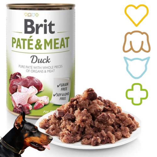 mokra karma dla psa brit pate & meat duck 400 g bezzbożowa puszka z kaczką na Arena.pl
