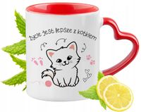 Kot Kotki Kubek Czerwony Z Uszkiem W Kształcie Serca Na Prezent