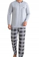 Piżama męska klasyczna na prezent długi rękaw długie spodnie bawełna M