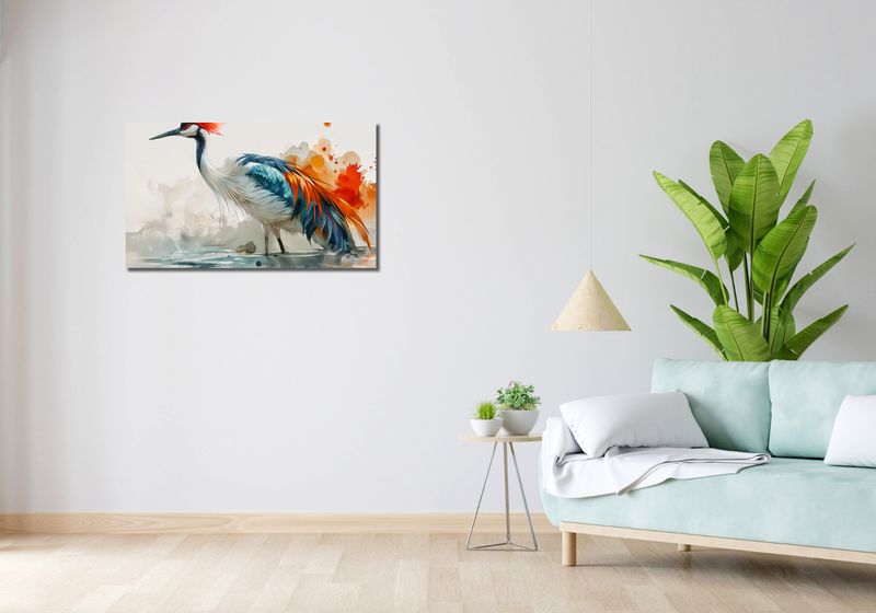 Obraz 90x50cm Żuraw w Akwareli zdjęcie 2