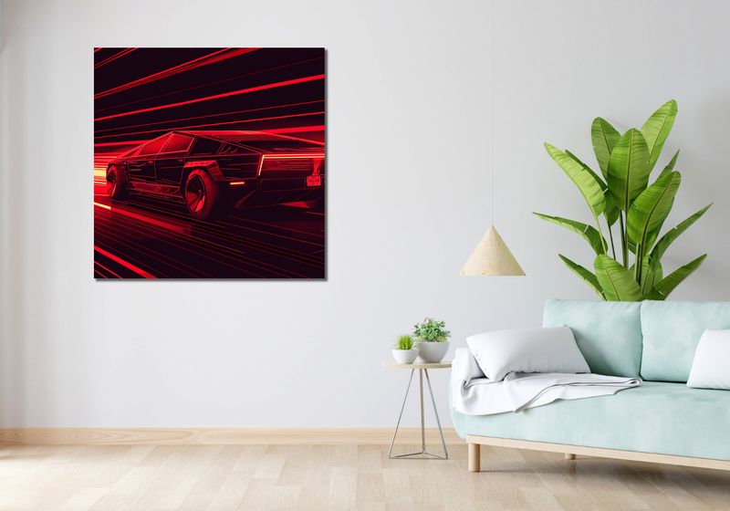 Obraz 100x100cm Prędkość w Czerwonym Neonie zdjęcie 2