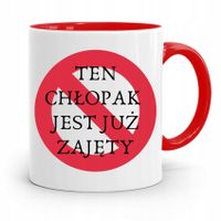 Kubek Czerwony Prezent Dla Chłopaka Chłopak Zajęty Z Nadrukiem Ze Zdjęciem