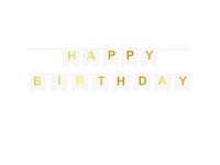 Baner urodzinowy "Happy birthday", 180 cm, biały