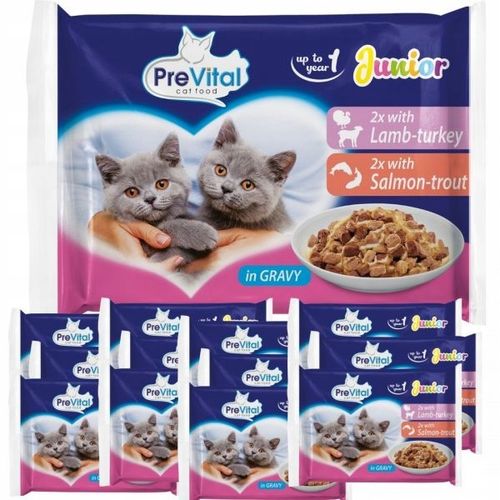 KARMA MOKRA DLA KOTA PREVITAL JUNIOR 52 X 100G SASZETKI DLA KOCIĄT MIX na Arena.pl