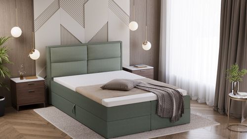 Łóżko Kontynentalne z Pojemnikiem do Sypialni Arizona 140x200 Jasno szare na Arena.pl