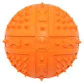 Zabawka dla psa piłka z kolcami i piszczałką pomarańczowa 9cm UNIQ PETS