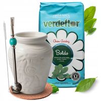 Zestaw Startowy Yerba Mate Verdeflor Matero Aztek + Bombilla Podkładka