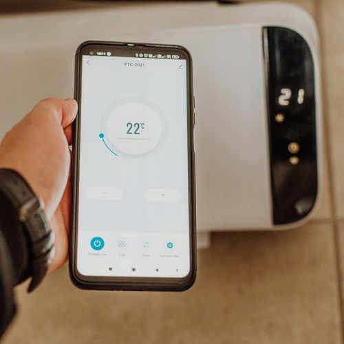 KURTYNA POWIETRZNA TERMOWENTYLATOR GRZEJNIK ELEKTRYCZNY 2000W PILOT + Wi-Fi na Arena.pl